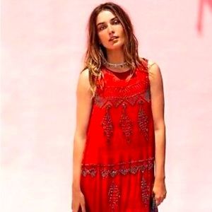 Free People - Red Beaded Sleeveless